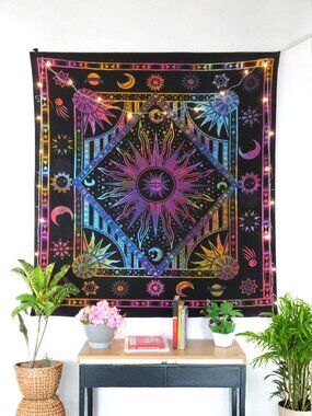 Oussum Wall Hanging Cotton Radiating sun rainbow Poster Tapestry